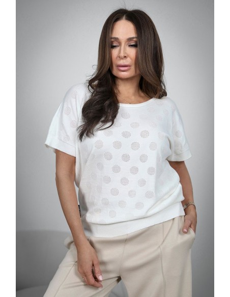 A wonderful women's sweater - Openwork Polka Dots