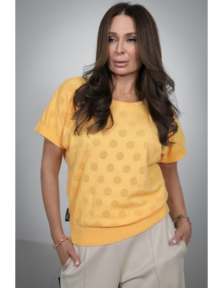 A wonderful women's sweater - Openwork Polka Dots