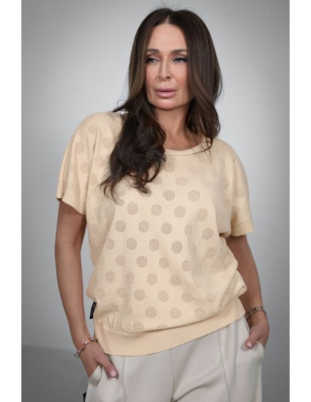 Cudowny sweter damski - Grochy Ażur