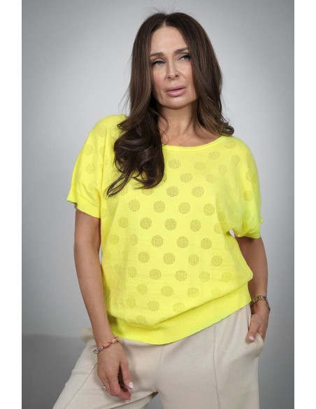 A wonderful women's sweater - Openwork Polka Dots