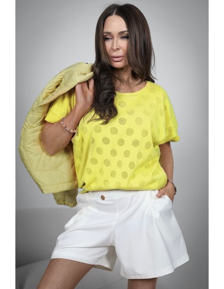 A wonderful women's sweater - Openwork Polka Dots