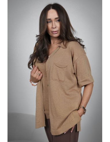 Women's Knitted Shirt with a Chest Pocket