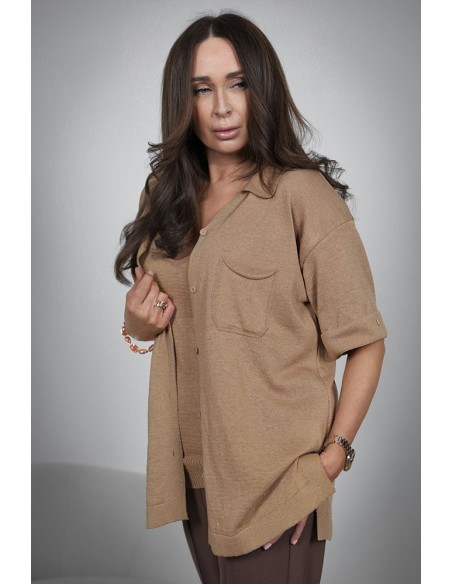 Women's Knitted Shirt with a Chest Pocket