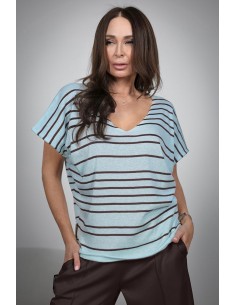 Comfortable women's sweater - 2 on 1 stripes