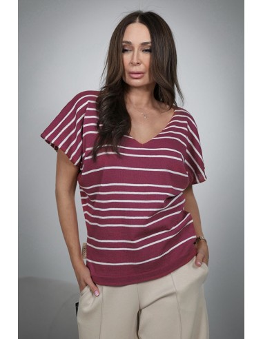 Comfortable women's sweater - 2 on 1 stripes