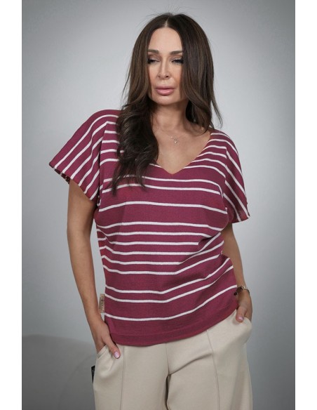 Comfortable women's sweater - 2 on 1 stripes