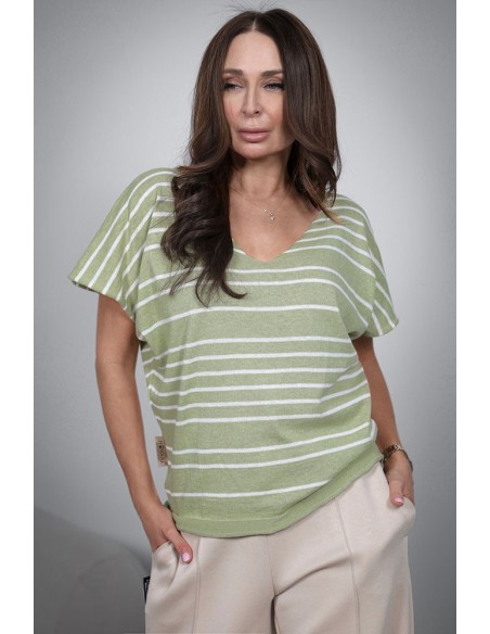 Comfortable women's sweater - 2 on 1 stripes