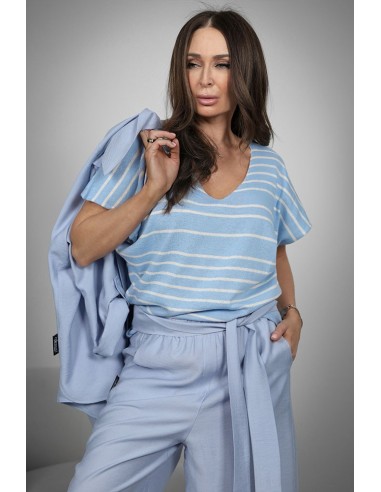 Comfortable women's sweater - 2 on 1 stripes