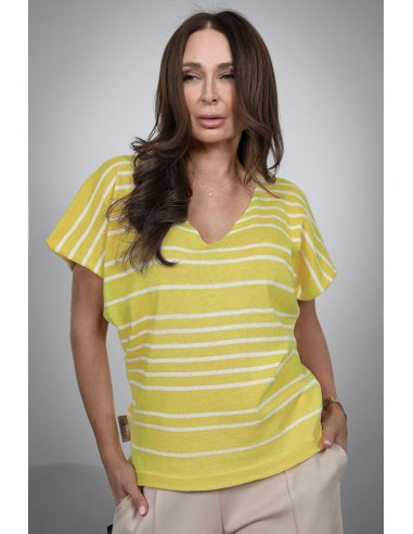 Comfortable women's sweater - 2 on 1 stripes