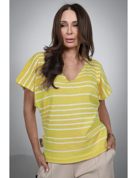 Comfortable women's sweater - 2 on 1 stripes