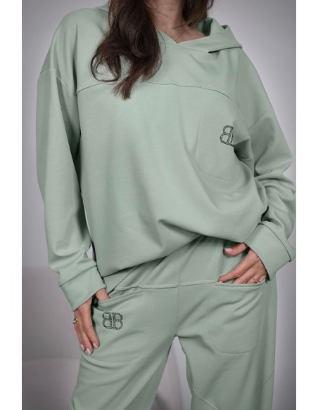 Comfortable women's tracksuit with zircons - BB
