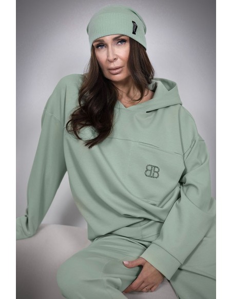 Comfortable women's tracksuit with zircons - BB