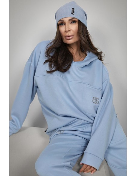 Comfortable women's tracksuit with zircons - BB