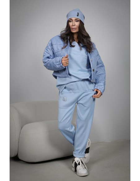 Comfortable women's tracksuit with zircons - BB