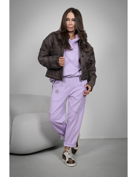 Comfortable women's tracksuit with zircons - BB