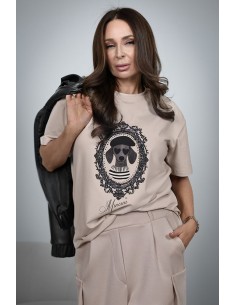 A unique women's T-shirt - Dog in a Beret