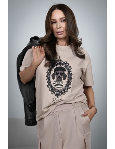 Niespotykany T-shirt damski - Pies w berecie