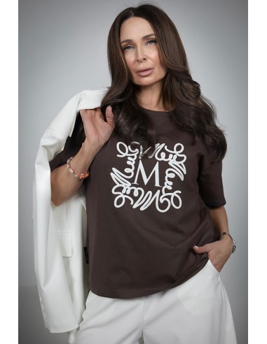 T-shirt damski z welurowym wykończeniem - M-K