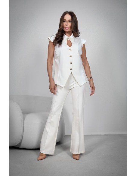 Women's trousers - Flared pleats